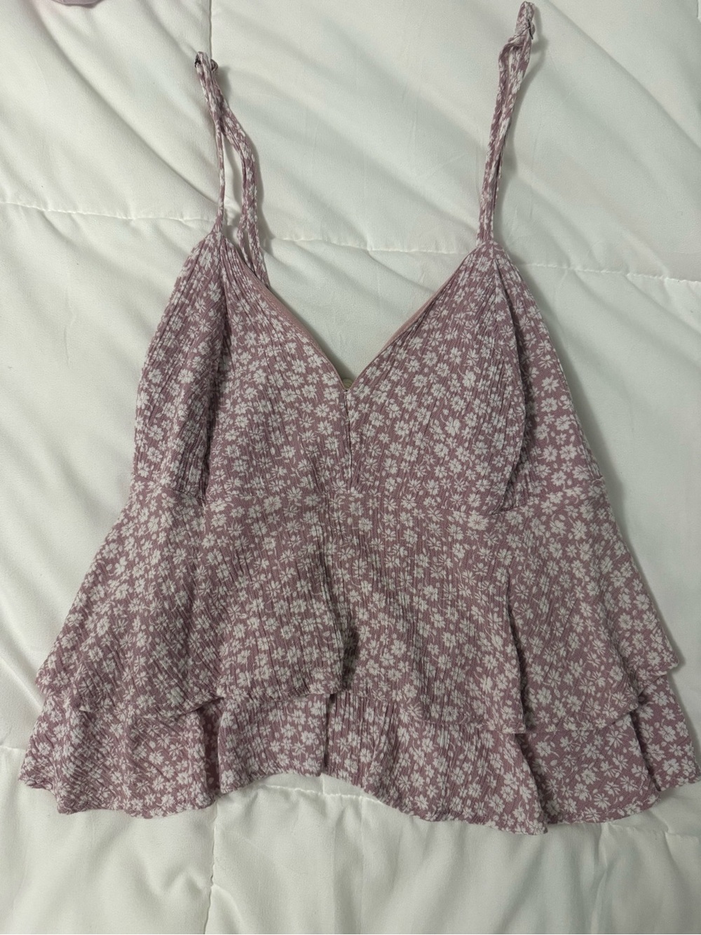 Ocean Drive Mauve Floral Ruffle Cami